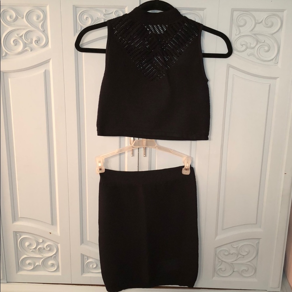 Bebe black stretchy BODYCON 2 piece outfit